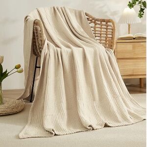 Cotton Muslin Light Tan Lightweight Breathable Bedspread Coverlet Gauze Queen